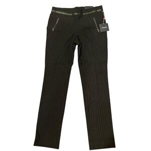 Rafaella Women Size 10 Black Stripe Comfort Fit Slim Leg Ankle Length Pants‎